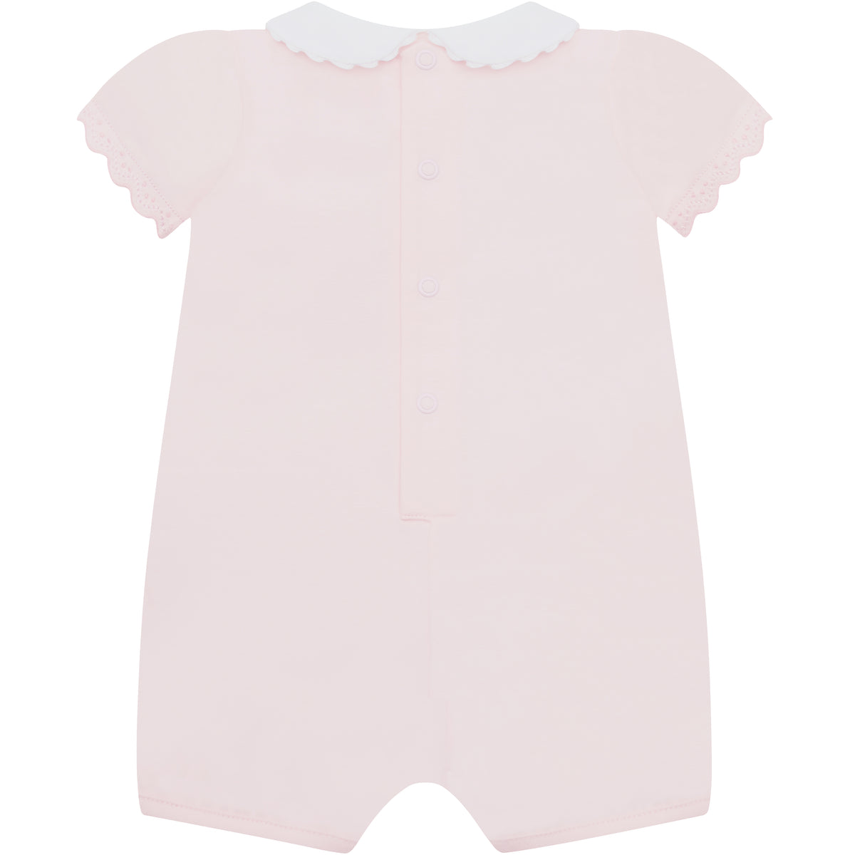 Emile et Rose Louise Pink Jersey Romper with Floral Embroidery | Casa Childrenswear