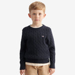Boys Shield Navy Cable Sweater