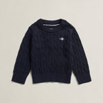Boys Shield Navy Cable Sweater