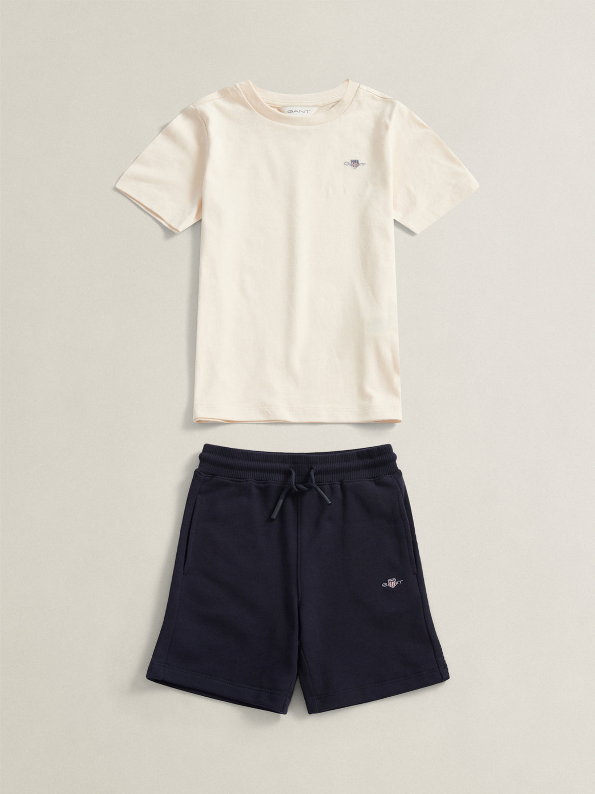 Gant Boys Cream Shield T-Shirt and Short Set | Casa Childrenswear