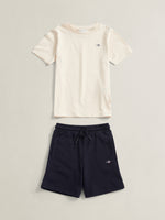 Gant Boys Cream Shield T-Shirt and Short Set | Casa Childrenswear