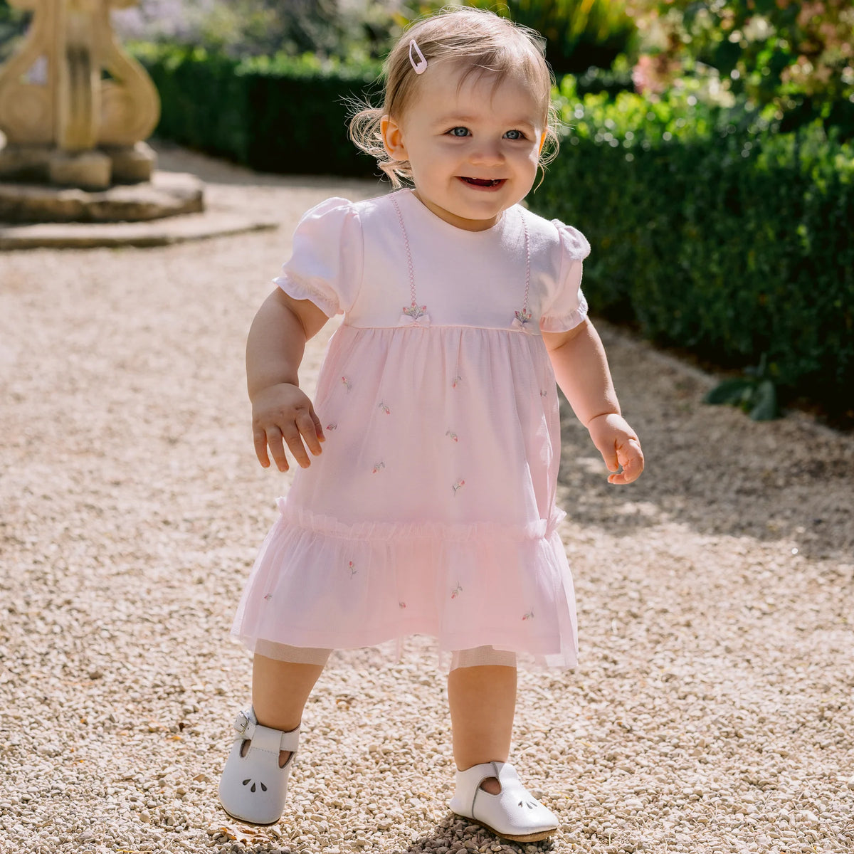 Fabienne Tulle Baby Girls Dress - Pale Pink
