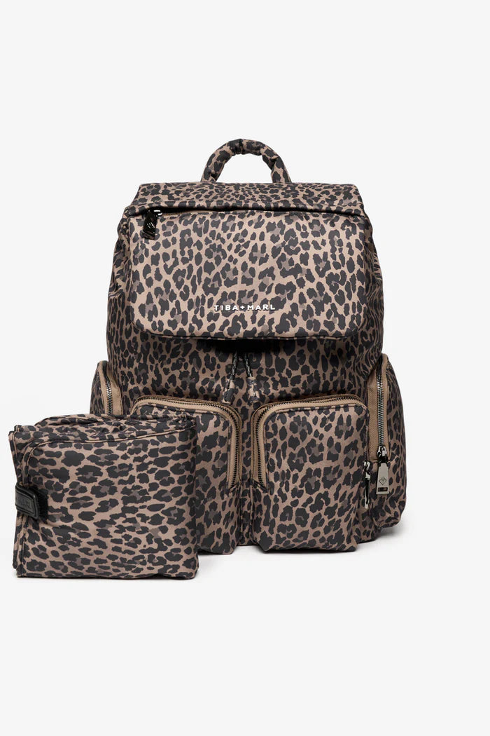 Tiba + Marl Alto Changing Backpack Brown Tonal Leopard | Casa Childrenswear