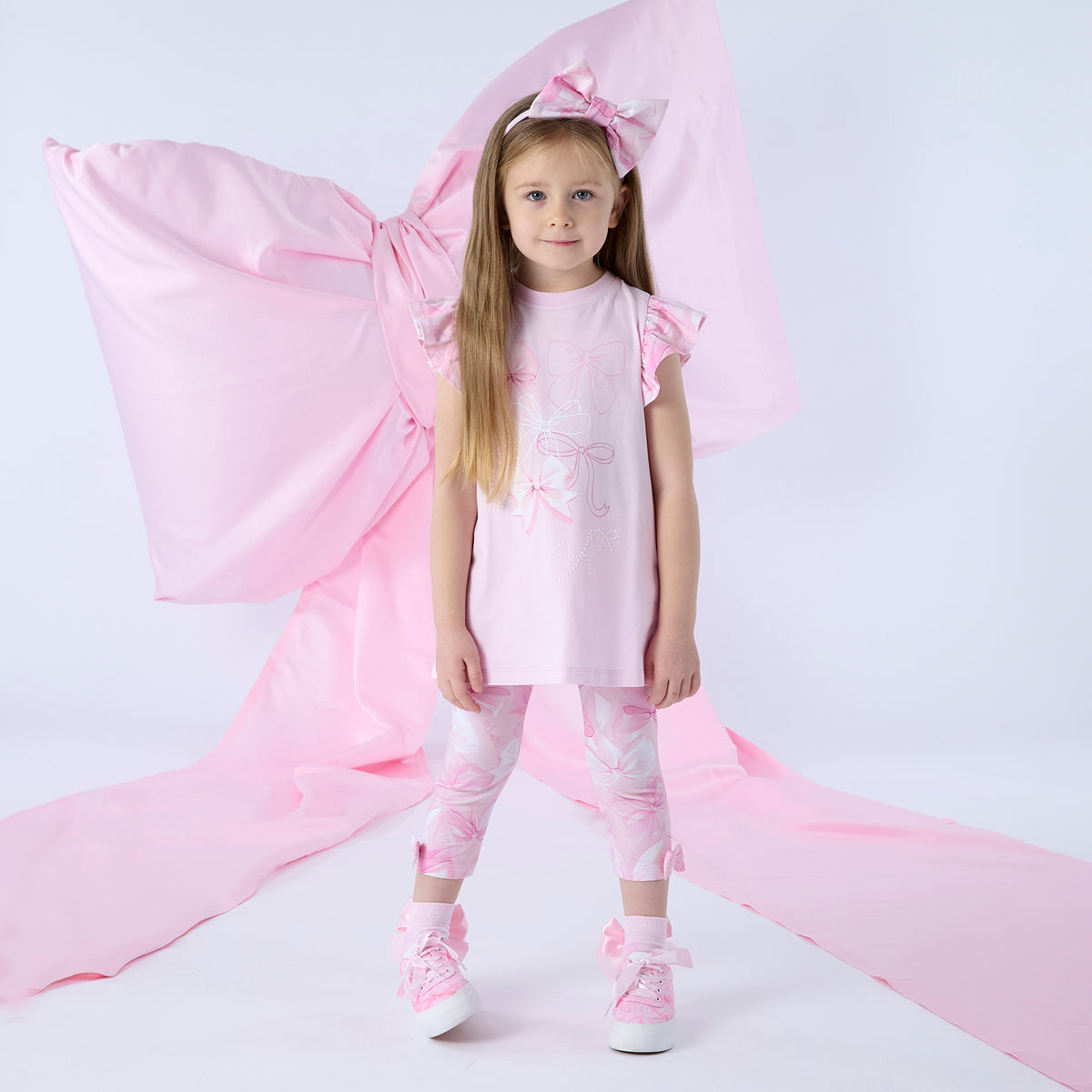 A Dee Ria Bow Print Legging Set with Bow | Casa Childrenswear
