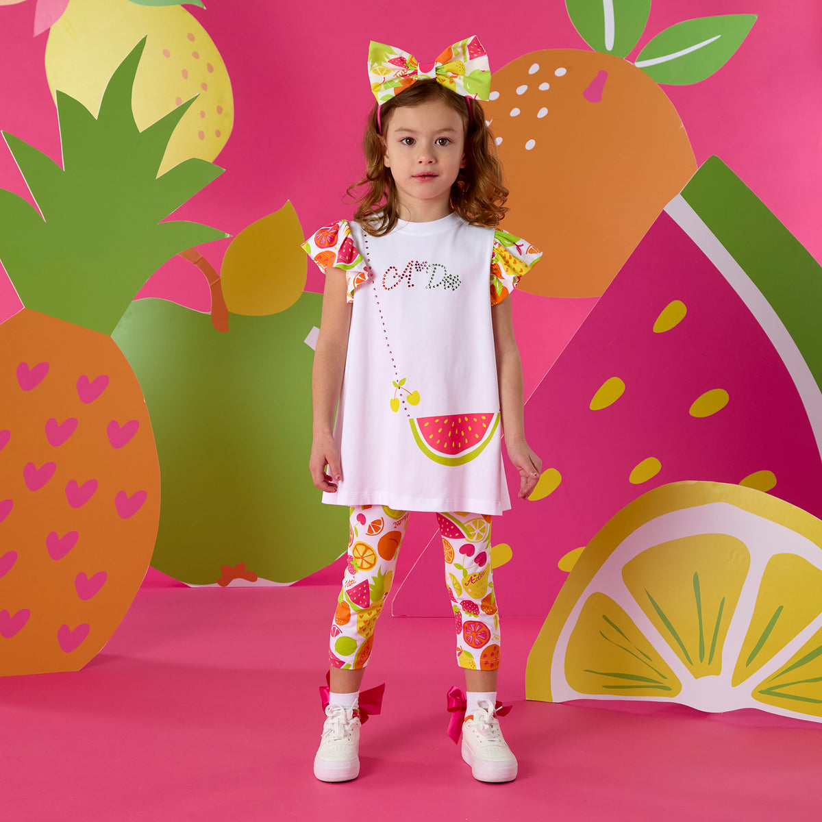 A Dee True Tutti Frutti Print Handbag Legging Set | Casa Childrenswear