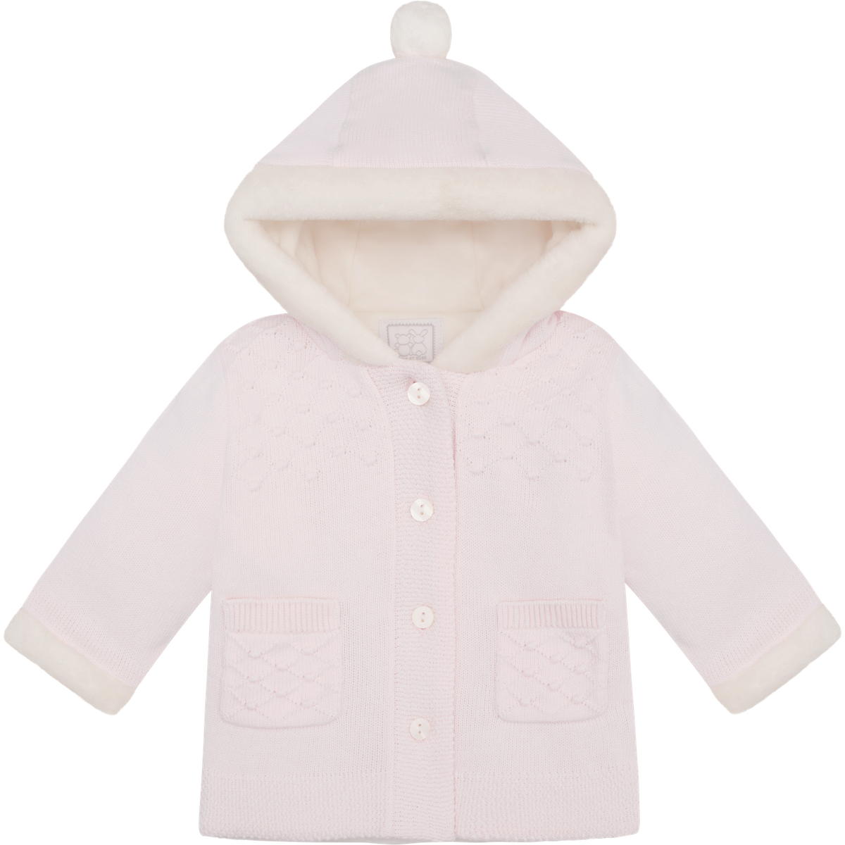 Emile et Rose Kitty Pink Fur Trim Knitted Jacket | Casa Childrenswear