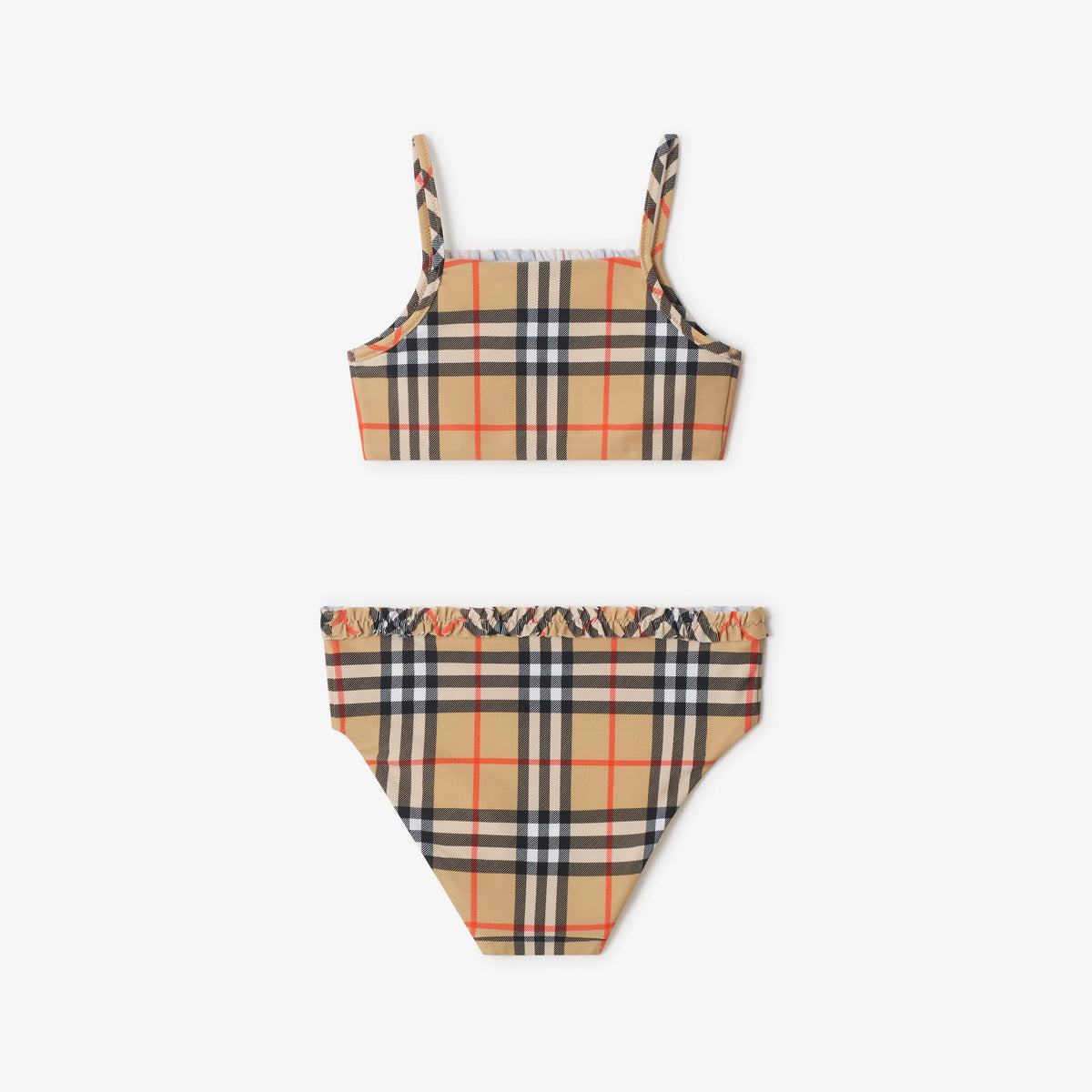 Burberry Girls Beige Check Frill Bikini | Casa Childrenswear