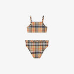 Girls Beige Check Frill Bikini