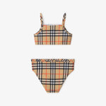 Burberry Girls Beige Check Frill Bikini | Casa Childrenswear