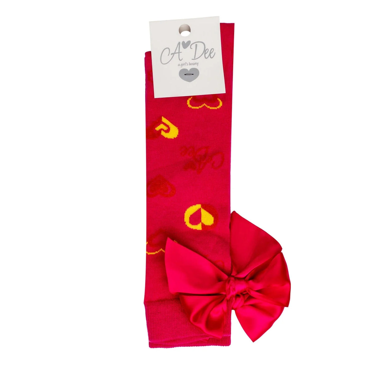 A Dee Mairi Pink Colour Block Heart Print Knee High Sock | Casa Childrenswear