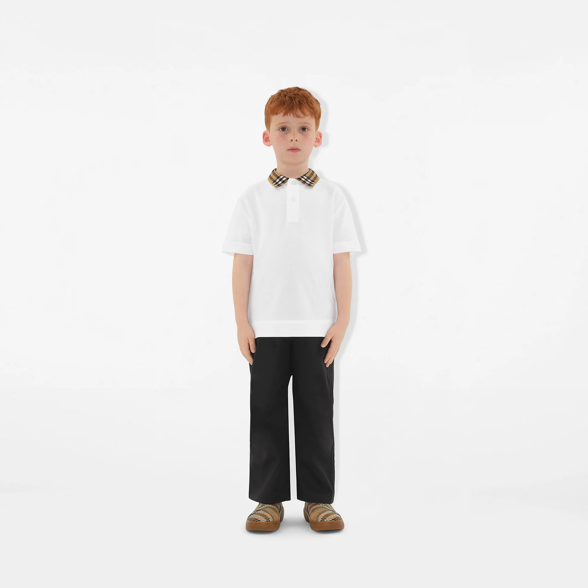 Burberry Boys White Check Polo Shirt | Casa Childrenswear