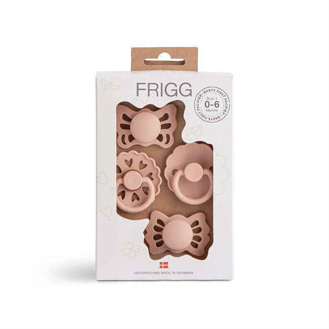 Frigg Baby's First pacifier 4-pack - Floral Heart- Blush | Casa Childrenswear