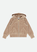 Angels Face Bijou Crystal Velour Hoodie Sand | Casa Childrenswear