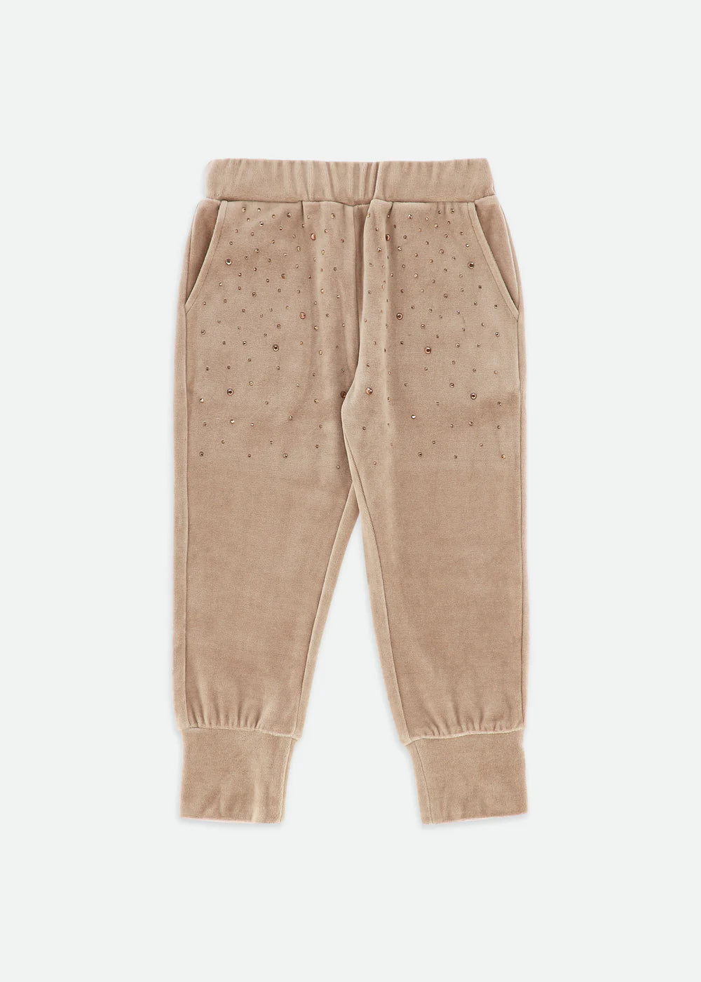 Angels Face Bijou Crystal Velour Jogger Sand | Casa Childrenswear