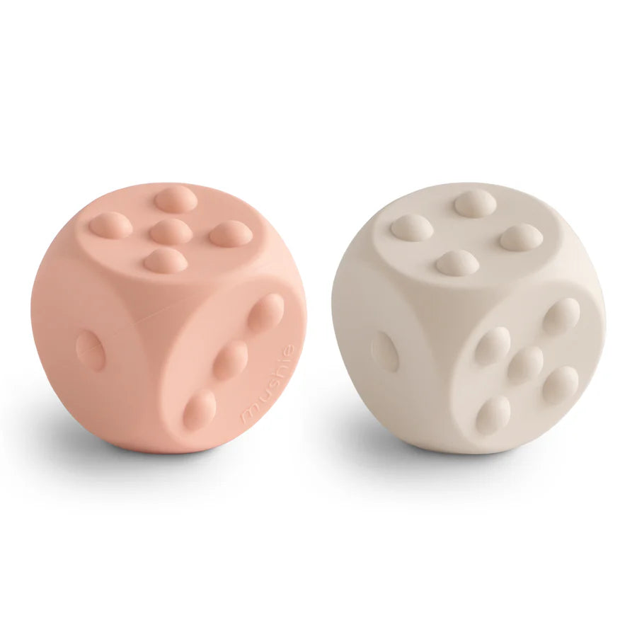 Mushie Dice Press Toy 2-pack - Blush/Shifting Sands | Casa Childrenswear