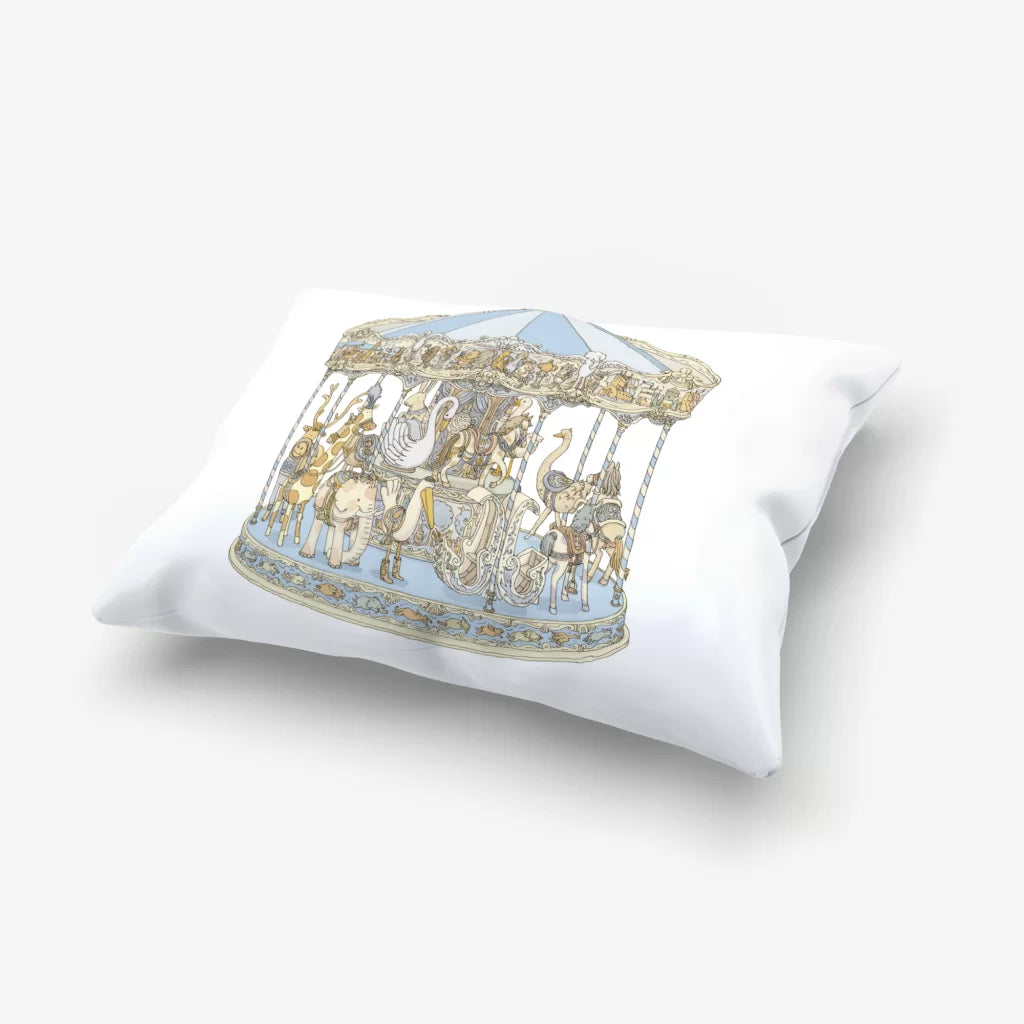 Atelier Choux Satin Cushion Cover- Carousel Blue (30x40) | Casa Childrenswear