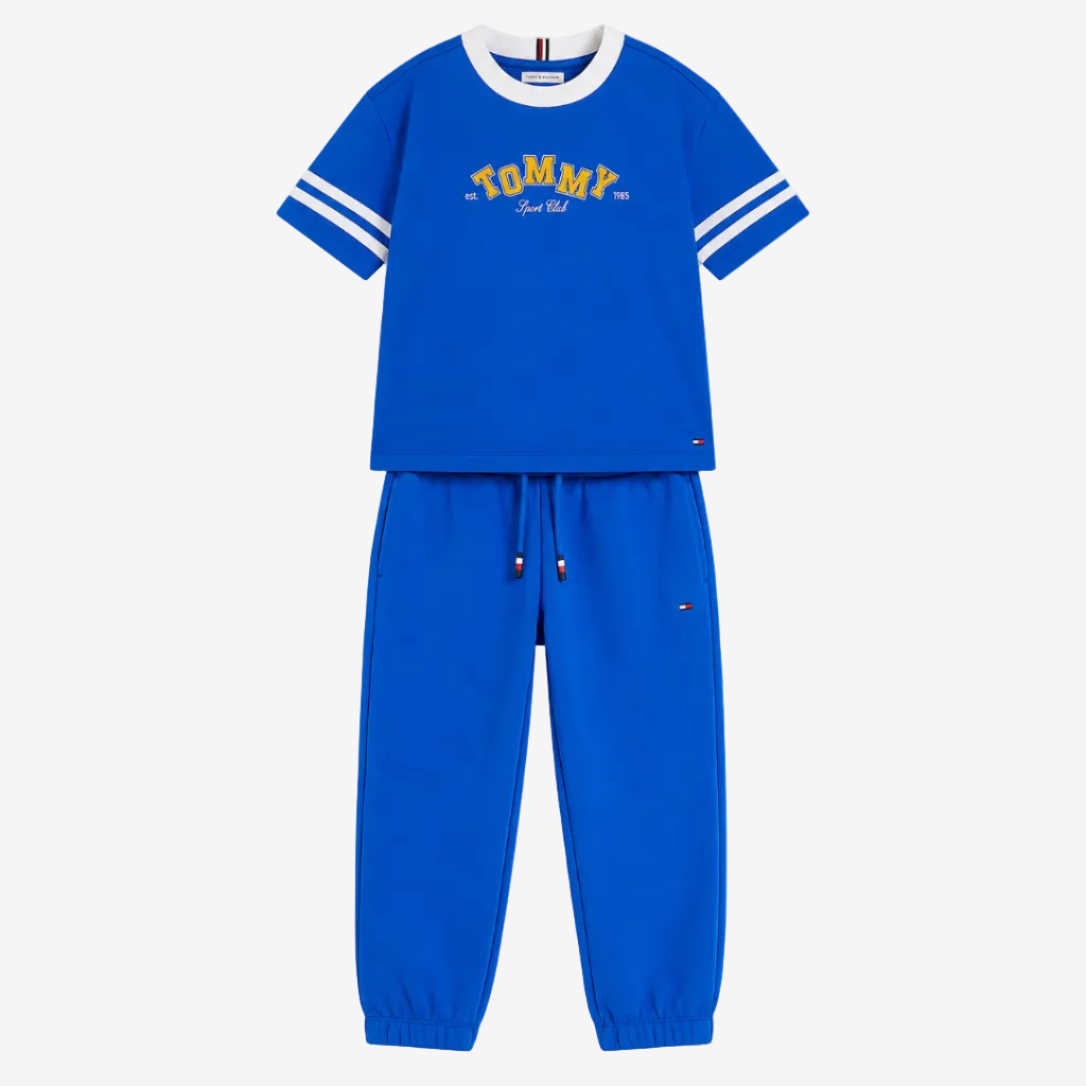 Tommy Hilfiger Baby Boys Blue T-Shirt & Jogger Set - full set front view