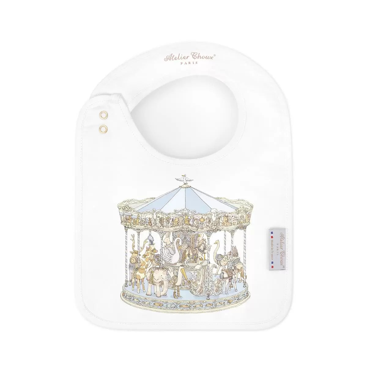 Atelier Choux Satin Bib - Carousel Blue | Casa Childrenswear