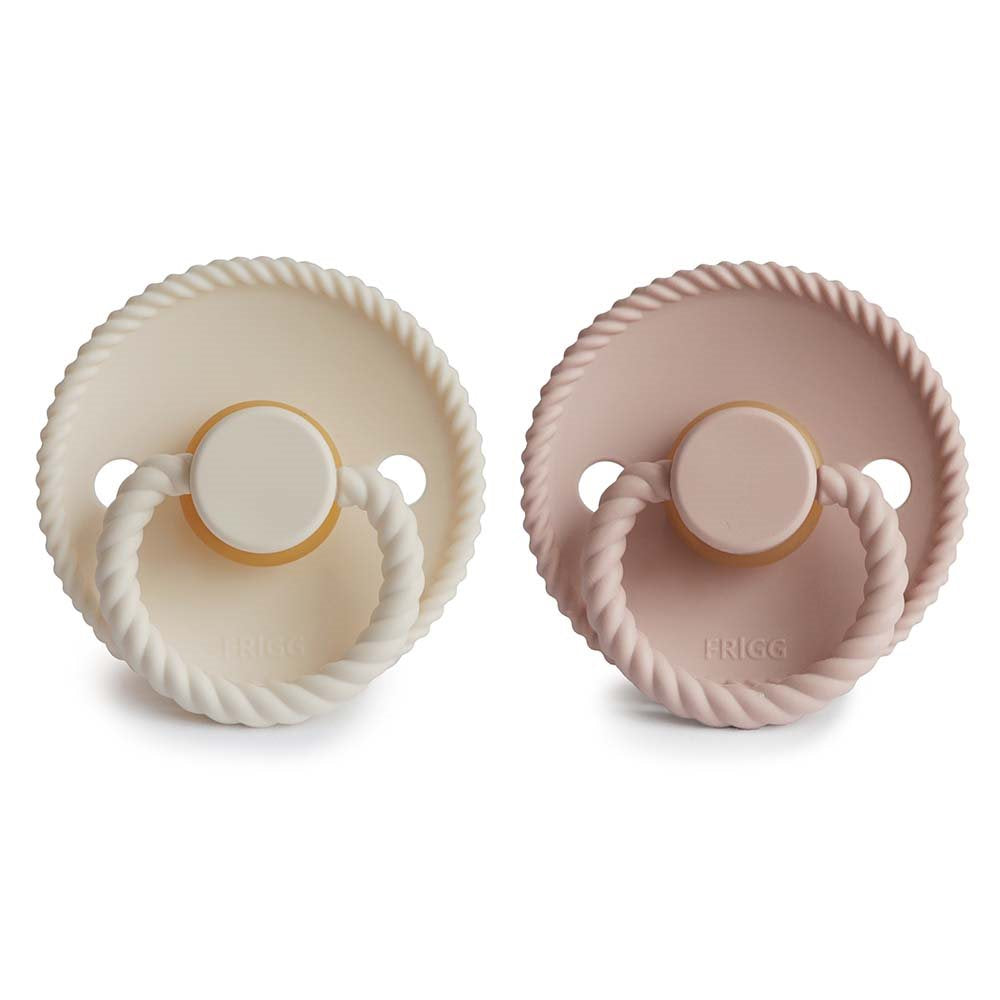 Frigg Round Latex 2-Pack Pacifiers - Blush/Cream - Size 2 | Casa Childrenswear