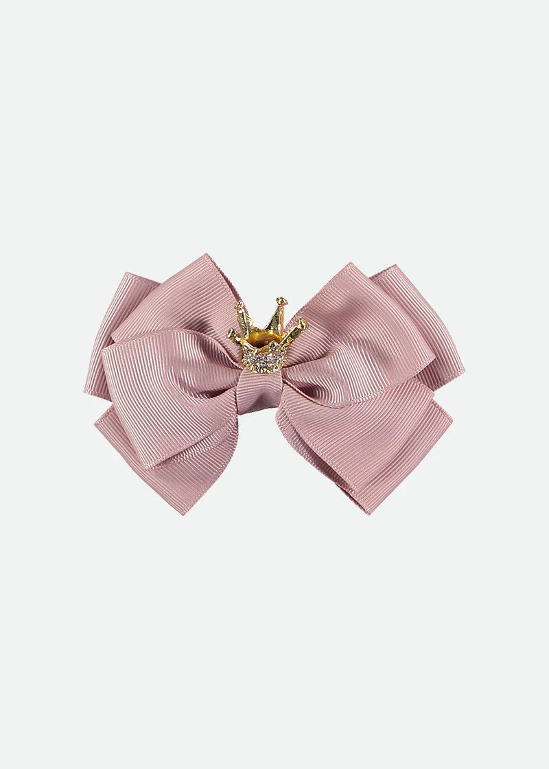 Angels Face Big Bow With Crown Tea Rose | Casa Childrenswear