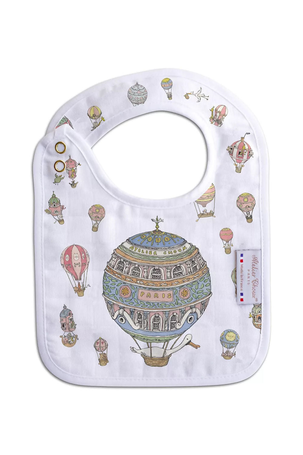 Atelier Choux Satin Bib - Hot Air Balolns Multi | Casa Childrenswear