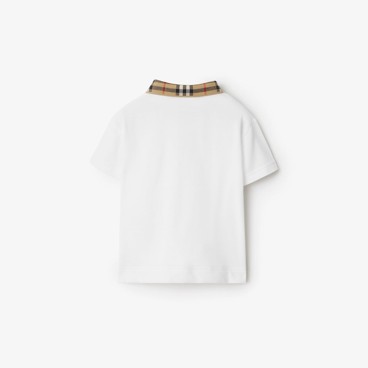 Baby Boys White Cotton Check Polo Shirt