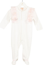 Caramelo Baby Girl White Knitted Diamante Romper | Casa Childrenswear
