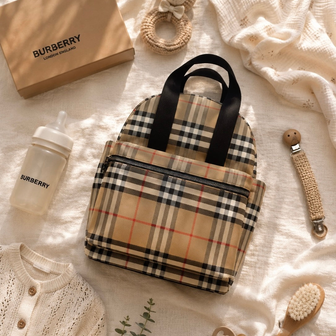 Beige Check Changing Bag
