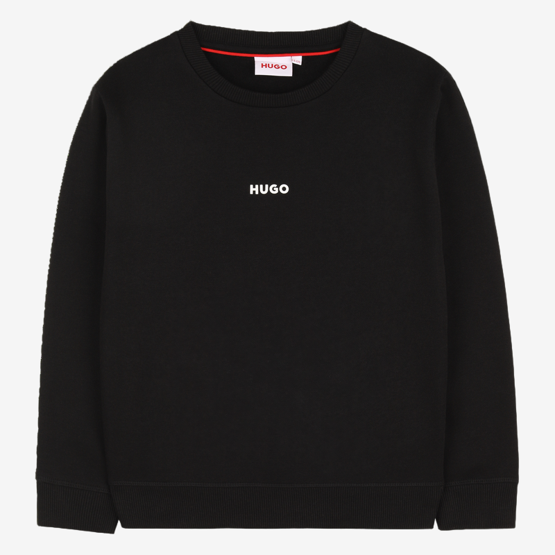 Hugo Boys Crew Neck Black Logo Sweatshirt | Casa Childrenswear