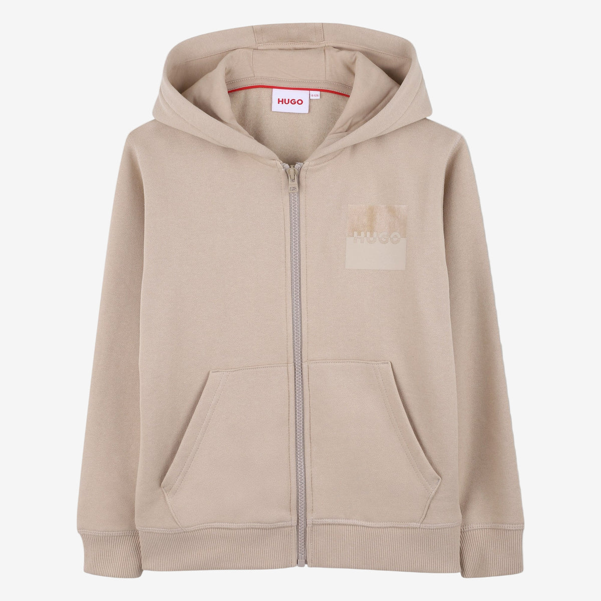 Hugo Boys Zip Thru Stone Hooded Sweatshirt | Casa Childrenswear