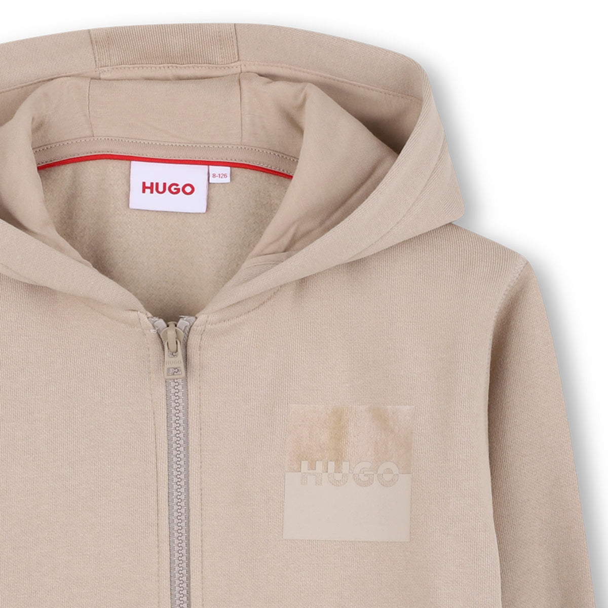 Hugo Boys Zip Thru Stone Hooded Sweatshirt | Casa Childrenswear