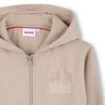 Hugo Boys Zip Thru Stone Hooded Sweatshirt | Casa Childrenswear