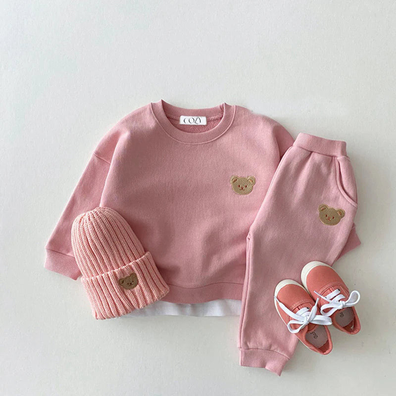 Cozy Crew Club Bear Pink Colour Tracksuit | Casa Childrenswear