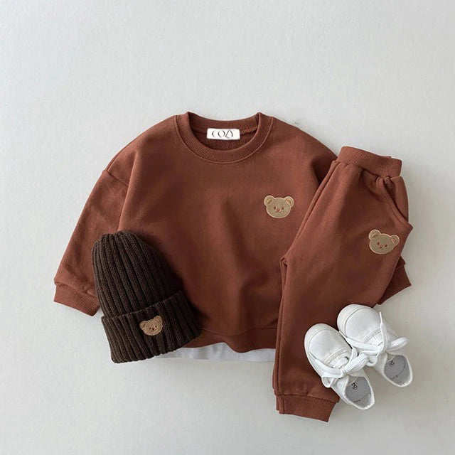 Cozy Crew Club Bear Maroon Colour Tracksuit | Casa Childrenswear