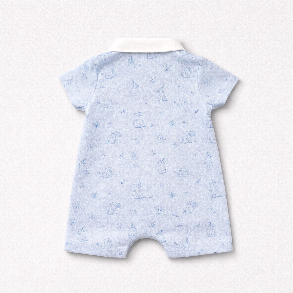Patachou Baby Boys Blue All Over Print Romper | Casa Childrenswear