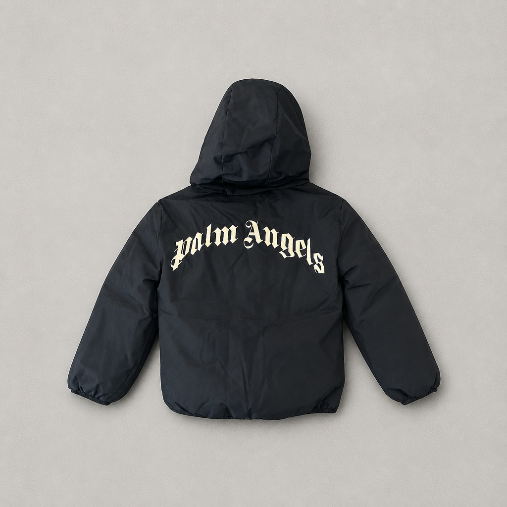 Palm Angels Boys Black Nylon Jacket - back view