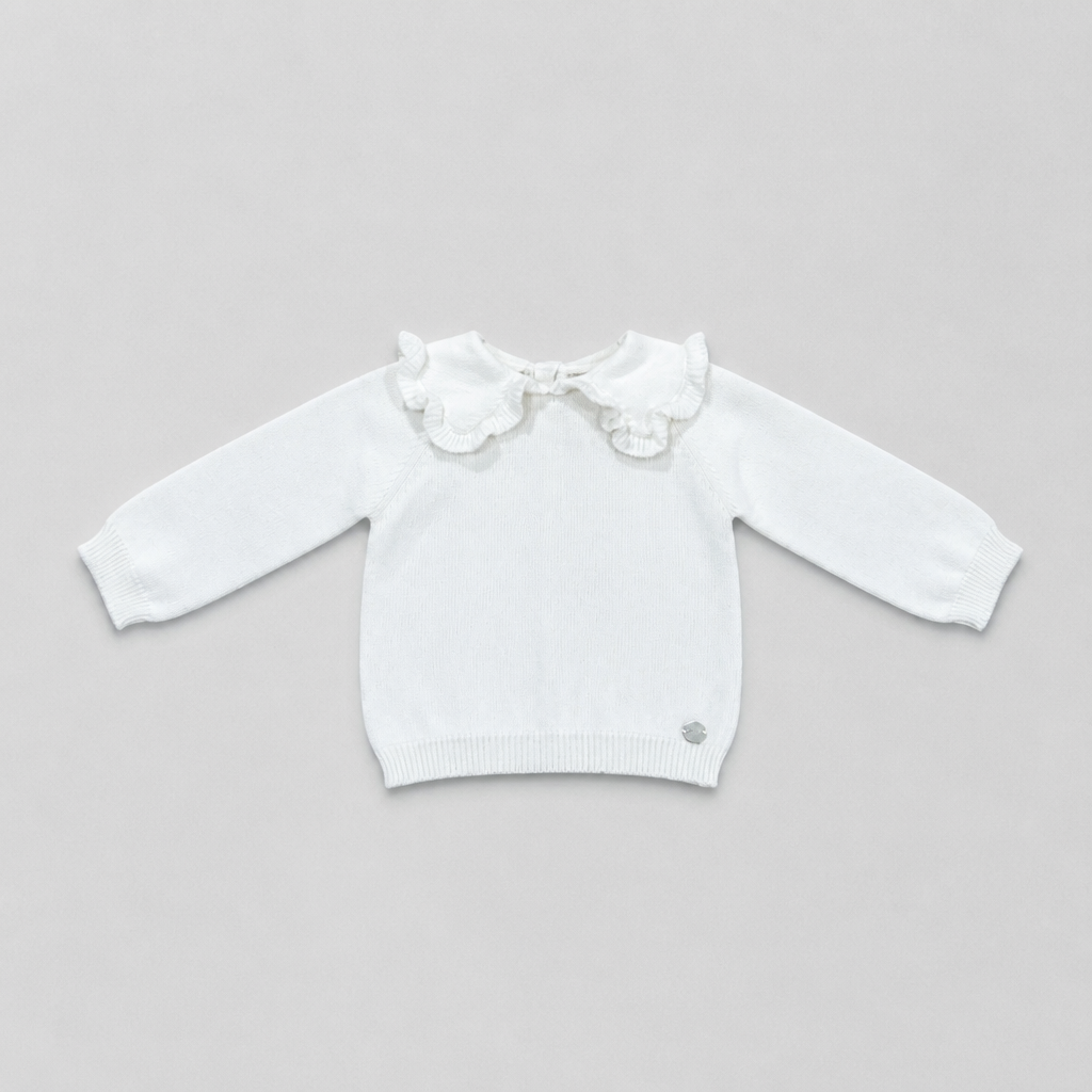Martin Aranda Infant Girls Ivory Sweater Set - sweater front view