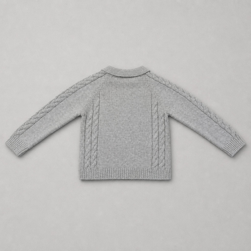 Martin Aranda Infant Boys Grey Polo Sweater Set - sweater back view