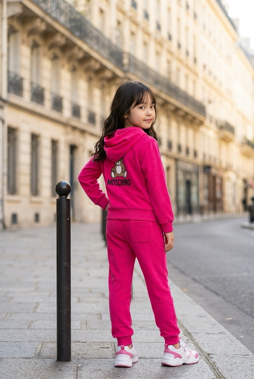 Infant Girls Pink Hooded Tracksuit Set