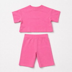 Moschino Girls Pink Cycling Short Set with Print | Casa Childrenswear
