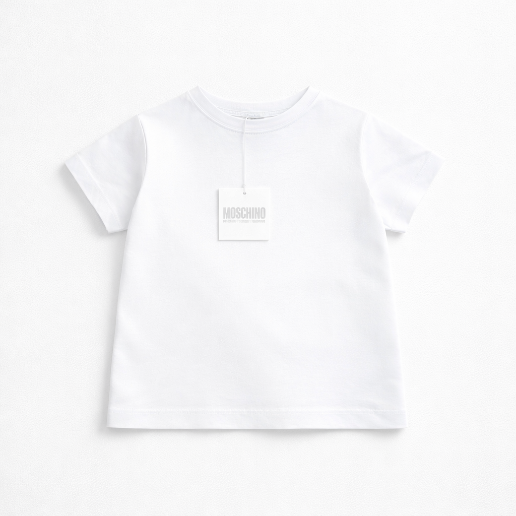 Baby White Circle Logo FontCotton T-Shirt