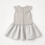 Granlei Beige Sleeveless Knitted & Striped Linen Mix Dress | Casa Childrenswear