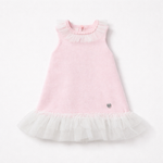 Granlei Pale Pink Knit Dress with Tulle Trims | Casa Childrenswear