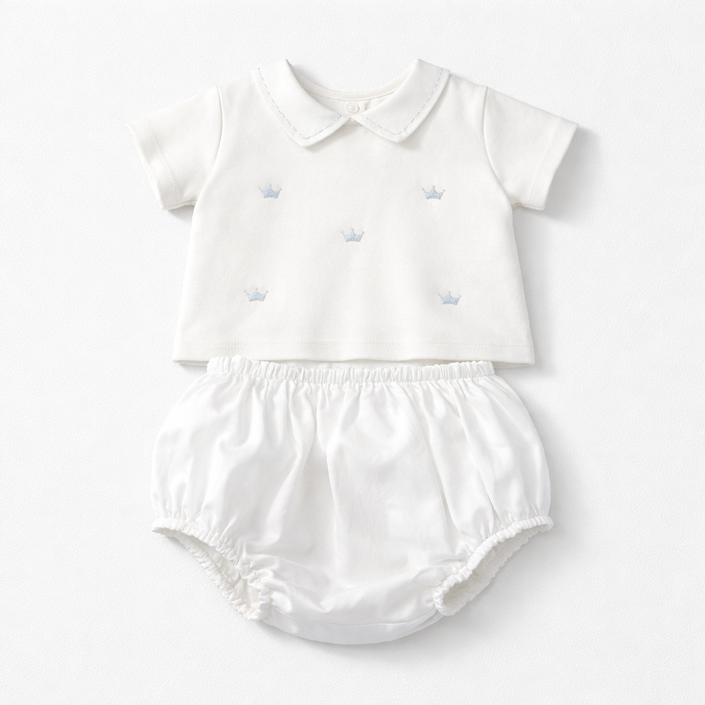 Adriana Mae Baby Boys Crown Bloomer Set | Casa Childrenswear