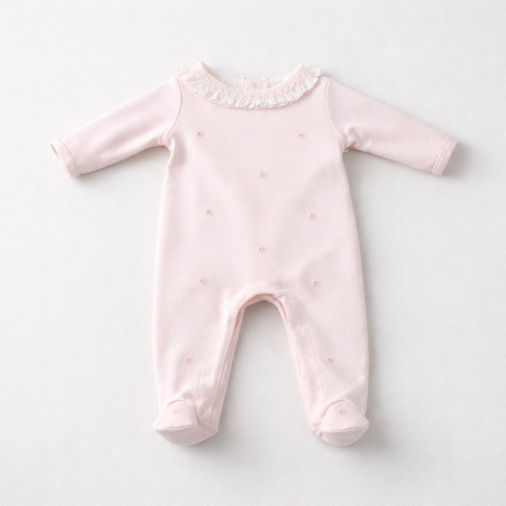 Adriana Mae Baby Girls Roses Footie | Casa Childrenswear