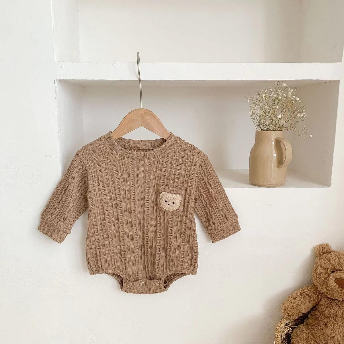 Cozy Crew Club Autumn Brown Bear Romper | Casa Childrenswear