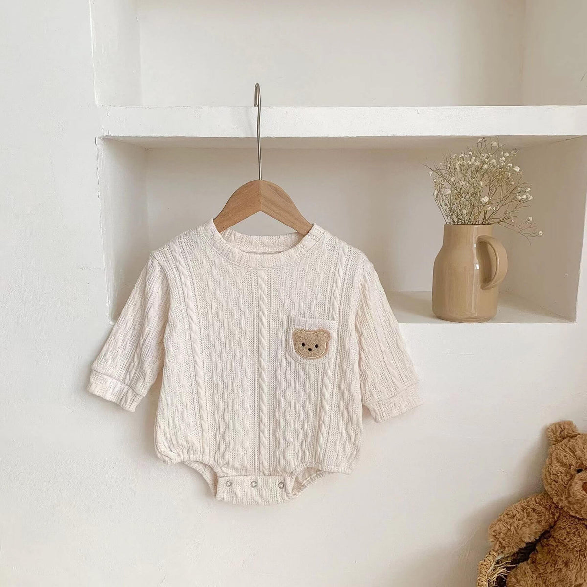 Autumn White Bear Romper