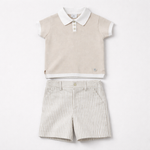 Granlei Knitted Polo Shirt & Linen Mix Short Set | Casa Childrenswear