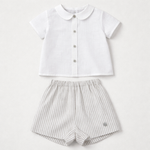 Granlei White Organic Cotton Shirt & Linen Mix Short Set | Casa Childrenswear