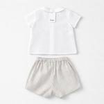 Granlei White Organic Cotton Shirt & Linen Mix Short Set | Casa Childrenswear